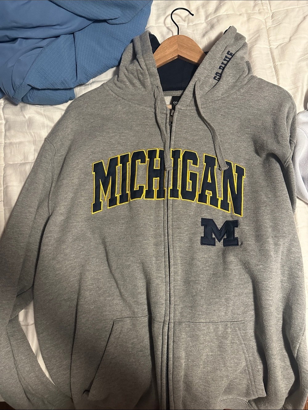 Michigan Collegiate Full-Zip Hoodie - Gray with Navy & Yellow